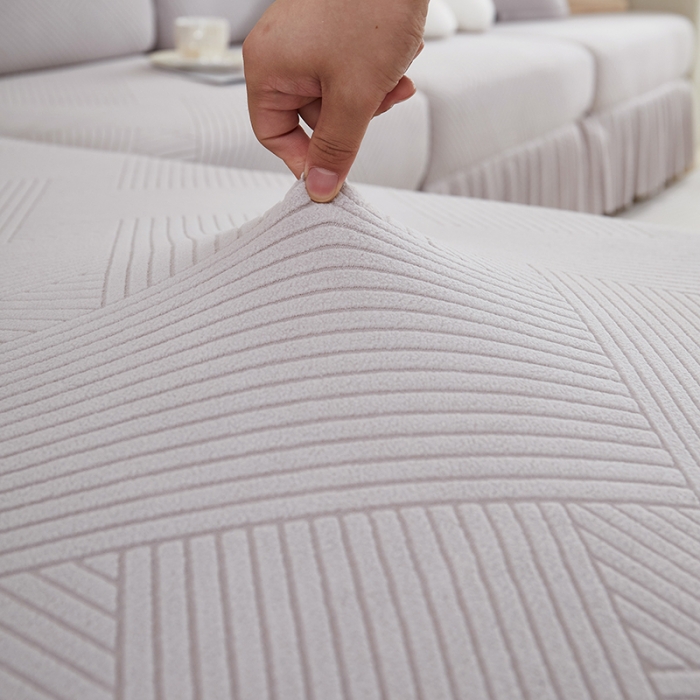 91家纺网 家纺一手货源 找家纺 天下布艺 2023新款初见裙边摇粒绒沙发垫 初见-浅灰