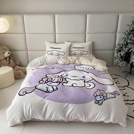 91家纺网 家纺一手货源 找家纺 (总) Mr.pig猪先生 2023新款大版三丽鸥牛奶绒四件套