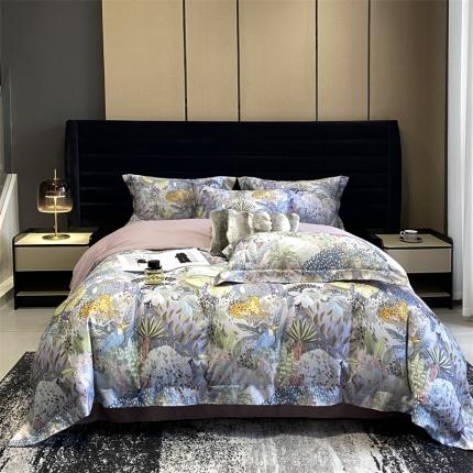 91家纺网 家纺一手货源 找家纺 （总）朵美 2023新款50支全棉数码印花磨毛四件套