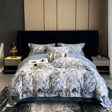 91家纺网 家纺一手货源 找家纺 （总）朵美 2023新款50支全棉数码印花磨毛四件套