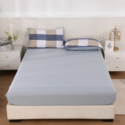 91家纺网 家纺一手货源 找家纺 2024年新款i无印良品水洗棉床笠2024新款床罩床垫双人保护套单人宿舍床单三件套