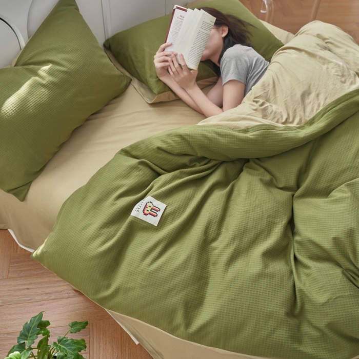 91家纺网 家纺一手货源 找家纺 (总) 安莱生活 2023年新品华夫格双面提花针织四件套