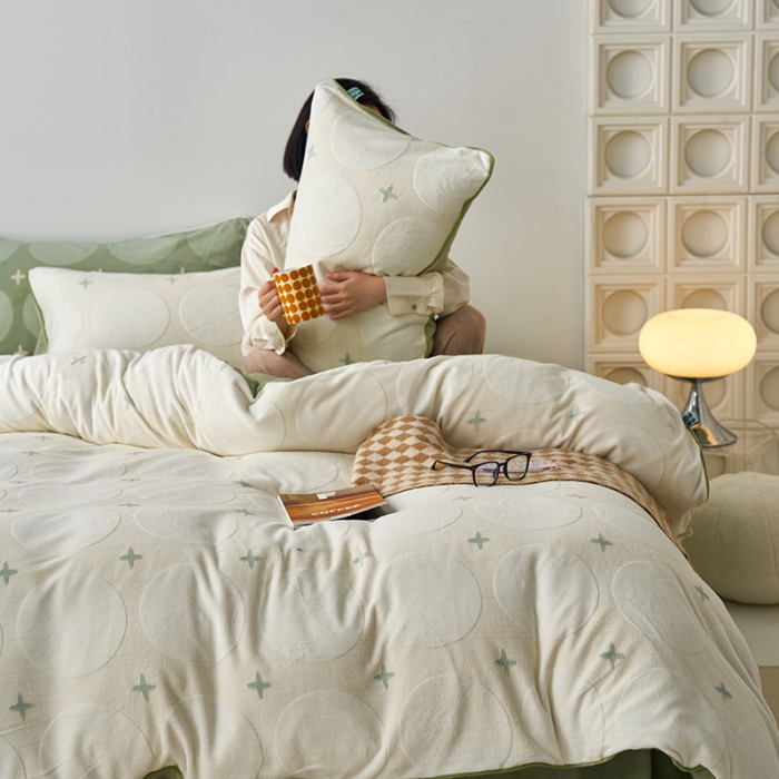 91家纺网 家纺一手货源 找家纺 安莱生活 2023年新品专版立体印花牛奶绒四件套-星辰系列 星辰-白露