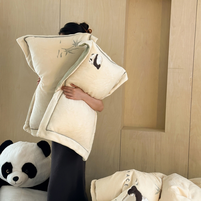 91家纺网 家纺一手货源 找家纺 安莱生活 2023专版锦芙牛奶绒苏绣四件套-花花思竹款-ins网红风 花花思竹-云白