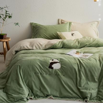 91家纺网 家纺一手货源 找家纺 总 安莱生活 2023专版锦芙牛奶绒苏绣四件套-花花思竹款-质感民宿风