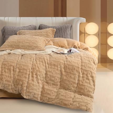 91家纺网 家纺一手货源 找家纺 （总）九沐良品 新款高克重兔绒牛奶绒四件套