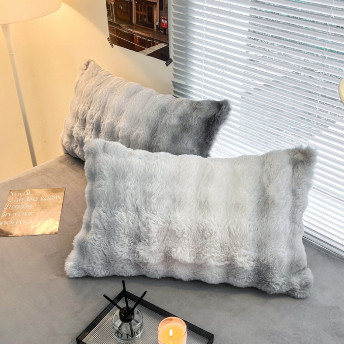 91家纺网 家纺一手货源 找家纺 金爱家 2023新款七彩大泡泡兔兔绒兔毛绒四件套 七彩灰