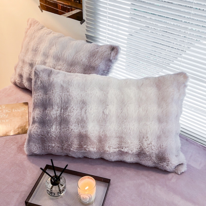 91家纺网 家纺一手货源 找家纺 金爱家 2023新款七彩大泡泡兔兔绒兔毛绒四件套 七彩紫