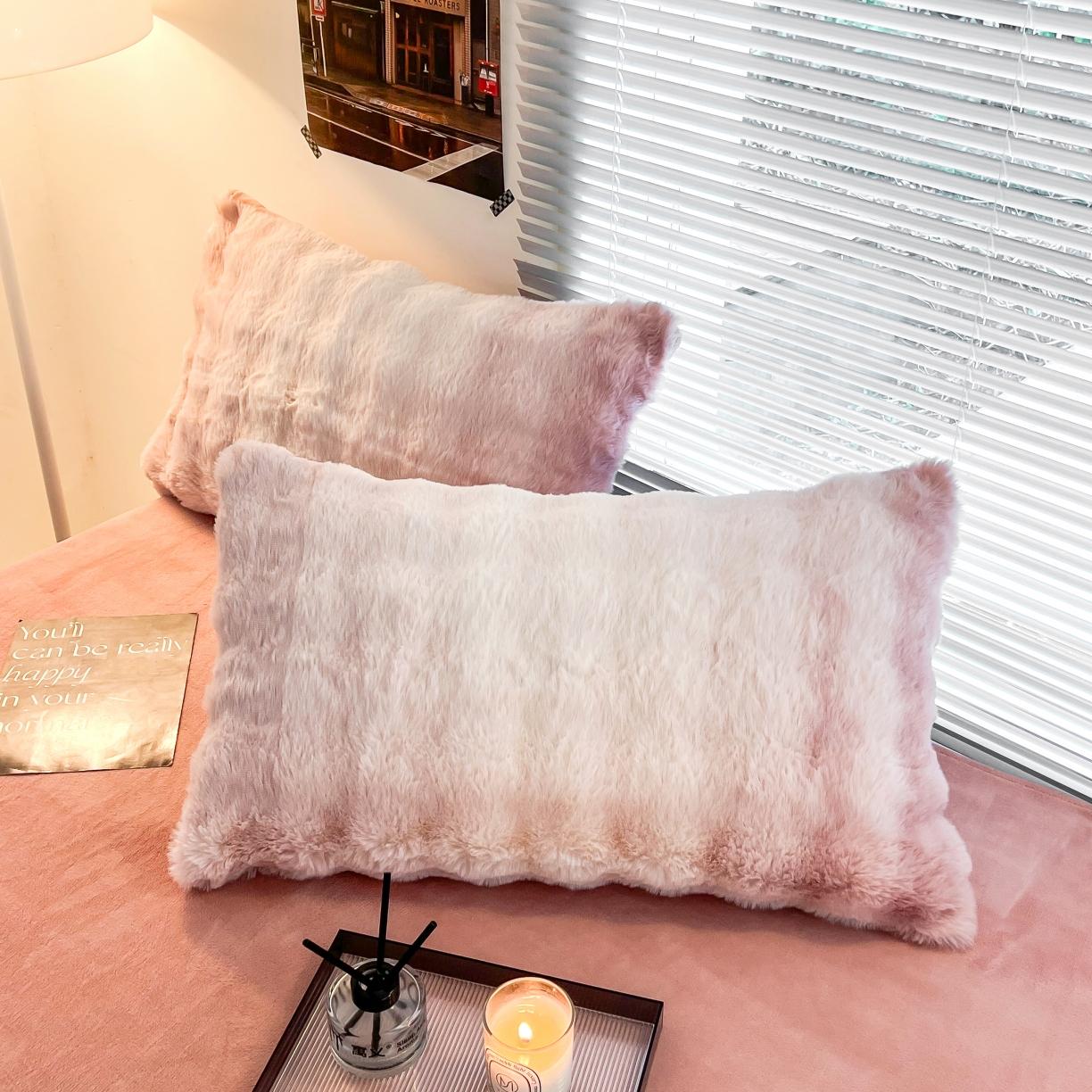 91家纺网 家纺一手货源 找家纺 金爱家 2023新款七彩大泡泡兔兔绒兔毛绒毛毯 七彩粉