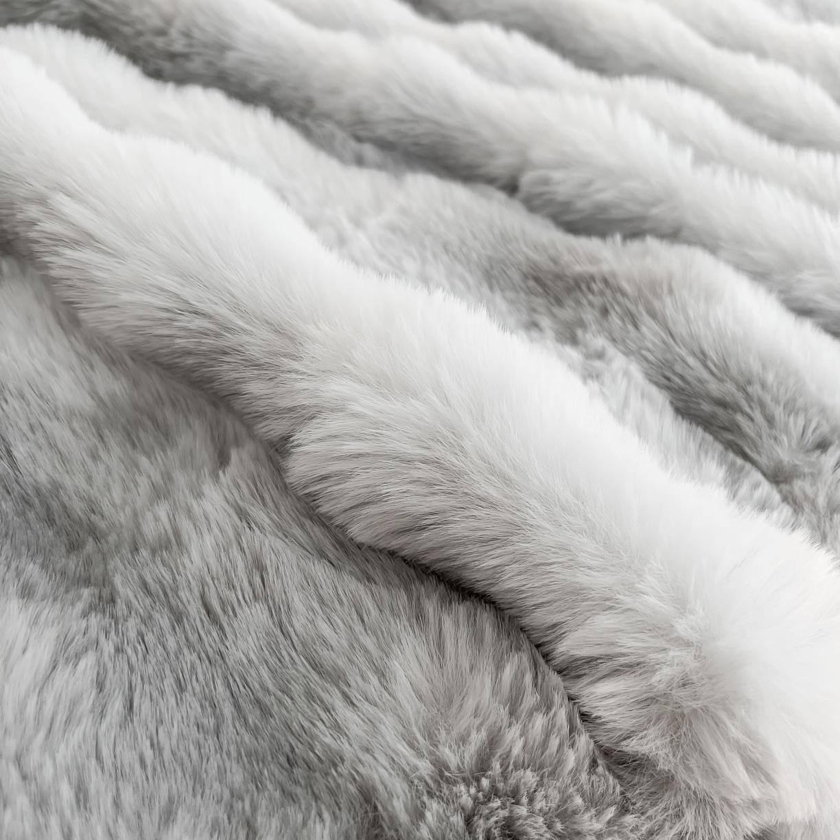 91家纺网 家纺一手货源 找家纺 金爱家 2023新款七彩大泡泡兔兔绒兔毛绒毛毯 七彩灰