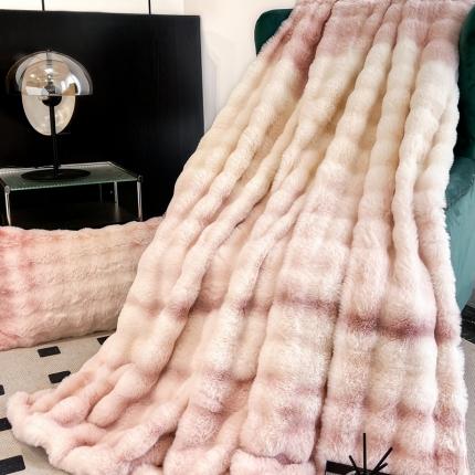 金爱家 2023新款七彩大泡泡兔兔绒兔毛绒毛毯 七彩粉