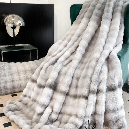 金爱家 2023新款七彩大泡泡兔兔绒兔毛绒毛毯 七彩灰