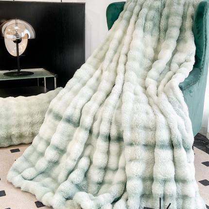 金爱家 2023新款七彩大泡泡兔兔绒兔毛绒毛毯 七彩绿