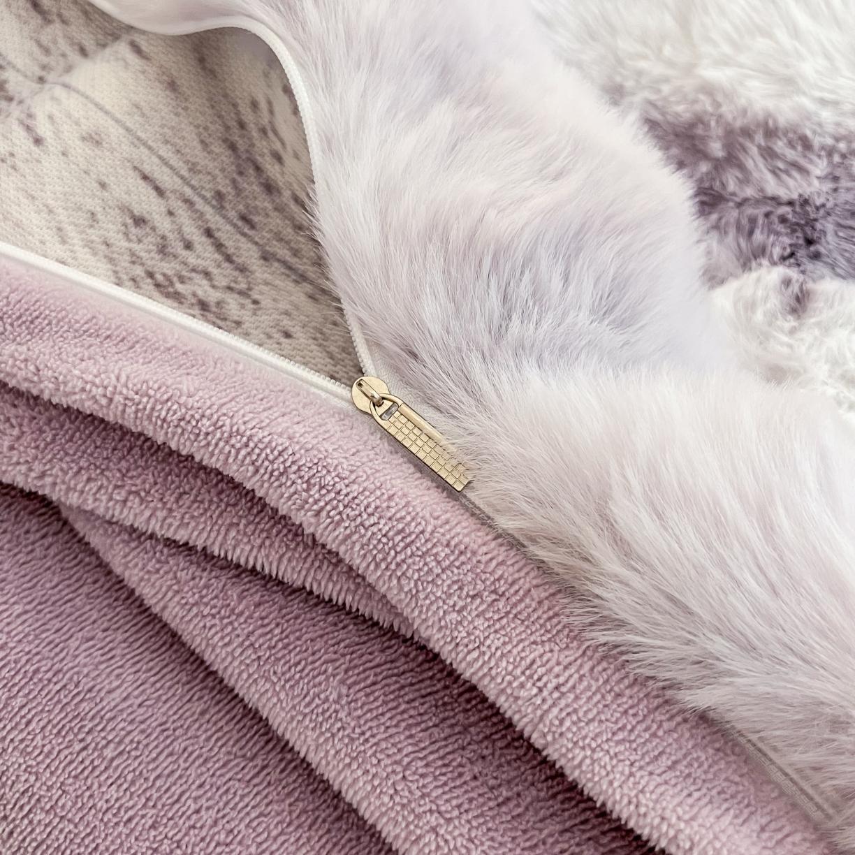 91家纺网 家纺一手货源 找家纺 金爱家 2023新款七彩大泡泡兔兔绒兔毛绒毛毯 七彩紫