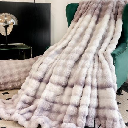 金爱家 2023新款七彩大泡泡兔兔绒兔毛绒毛毯 七彩紫