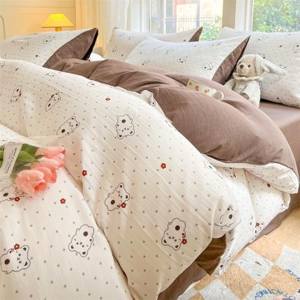 91家纺网 家纺一手货源 找家纺 （总）无界 2024新款双层纱印花四件套