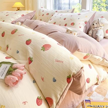 91家纺网 家纺一手货源 找家纺 （总）无界 2024新款双层纱印花四件套