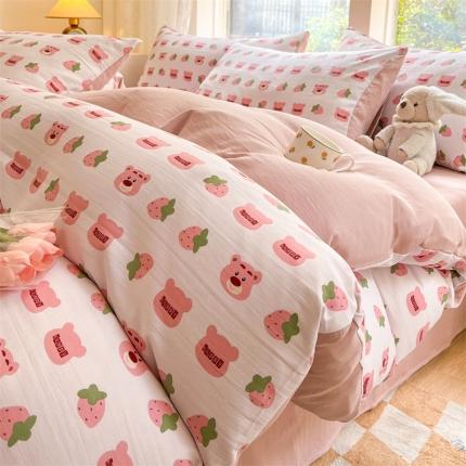 91家纺网 家纺一手货源 找家纺 （总）无界 2024新款双层纱印花四件套