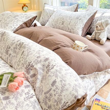 91家纺网 家纺一手货源 找家纺 （总）无界 2024新款双层纱印花四件套