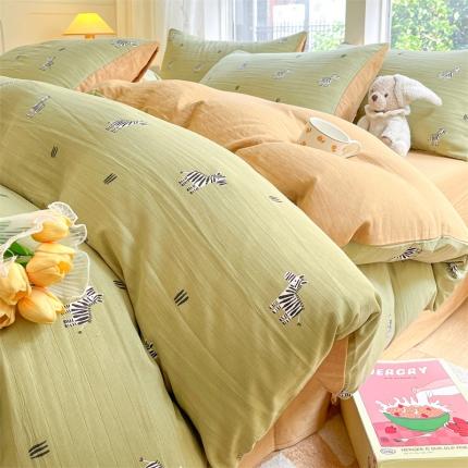 91家纺网 家纺一手货源 找家纺 （总）无界 2024新款双层纱印花四件套