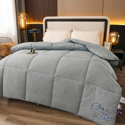 91家纺网 家纺一手货源 找家纺 色织石墨烯保暖被 被子保暖冬被