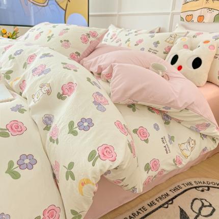 91家纺网 家纺一手货源 找家纺 （总）玉海棠 2023新款水洗棉印花四件套