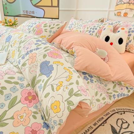 91家纺网 家纺一手货源 找家纺 （总）玉海棠 2023新款水洗棉印花四件套