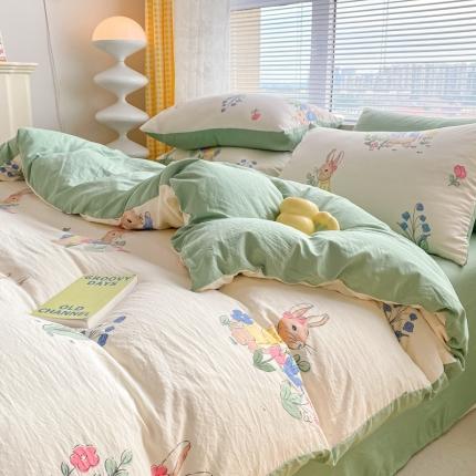 91家纺网 家纺一手货源 找家纺 （总）玉海棠 2023新款水洗棉印花四件套