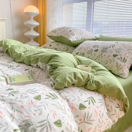 91家纺网 家纺一手货源 找家纺 （总）玉海棠 2023新款水洗棉印花四件套