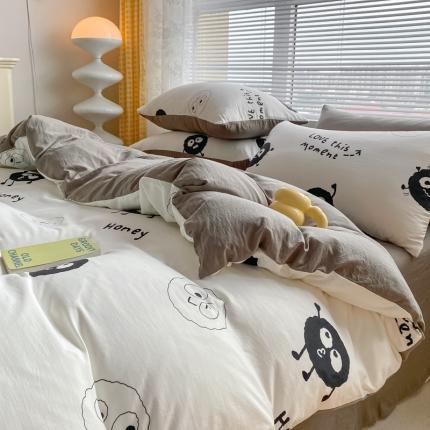 91家纺网 家纺一手货源 找家纺 （总）玉海棠 2023新款水洗棉印花四件套