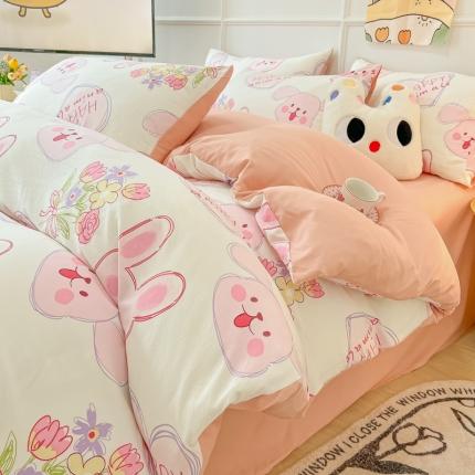 91家纺网 家纺一手货源 找家纺 （总）玉海棠 2023新款水洗棉印花四件套