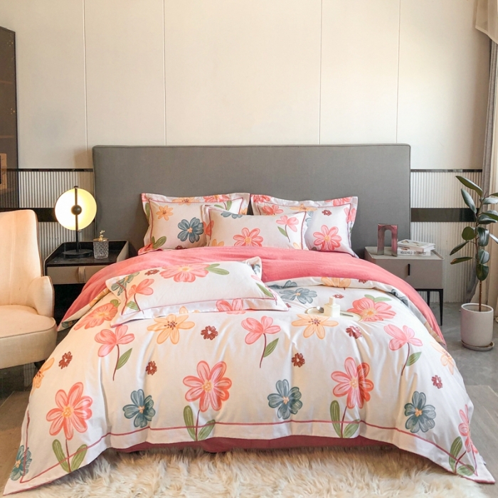 91家纺网 家纺一手货源 找家纺 大宽边A纯棉B牛奶绒四件套133*72全棉加绒法兰宝宝兔绒水晶 安妮