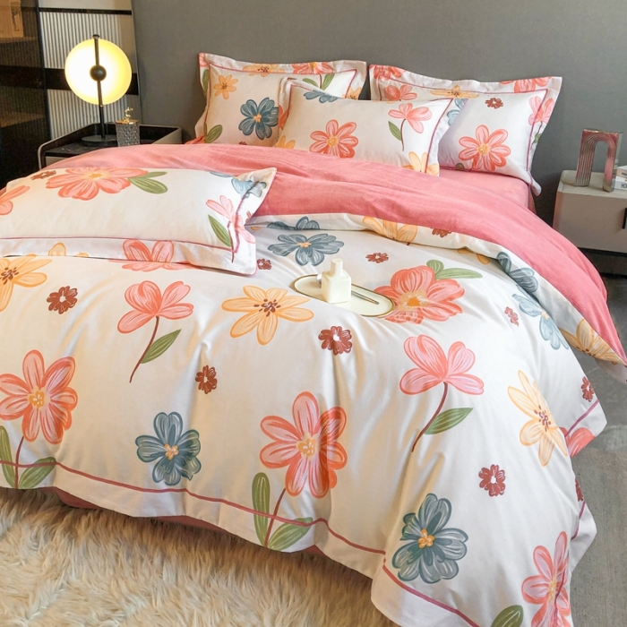 91家纺网 家纺一手货源 找家纺 大宽边A纯棉B牛奶绒四件套133*72全棉加绒法兰宝宝兔绒水晶 安妮