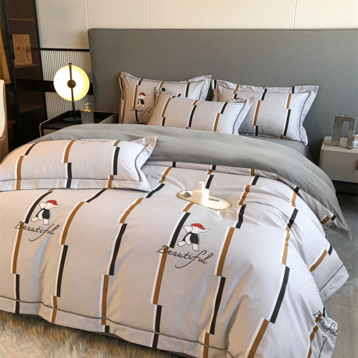 91家纺网 家纺一手货源 找家纺 大宽边A纯棉B牛奶绒四件套133*72全棉加绒法兰宝宝兔绒水晶 奔奔象