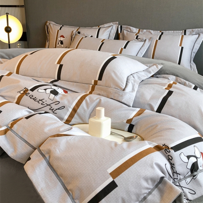 91家纺网 家纺一手货源 找家纺 大宽边A纯棉B牛奶绒四件套133*72全棉加绒法兰宝宝兔绒水晶 奔奔象