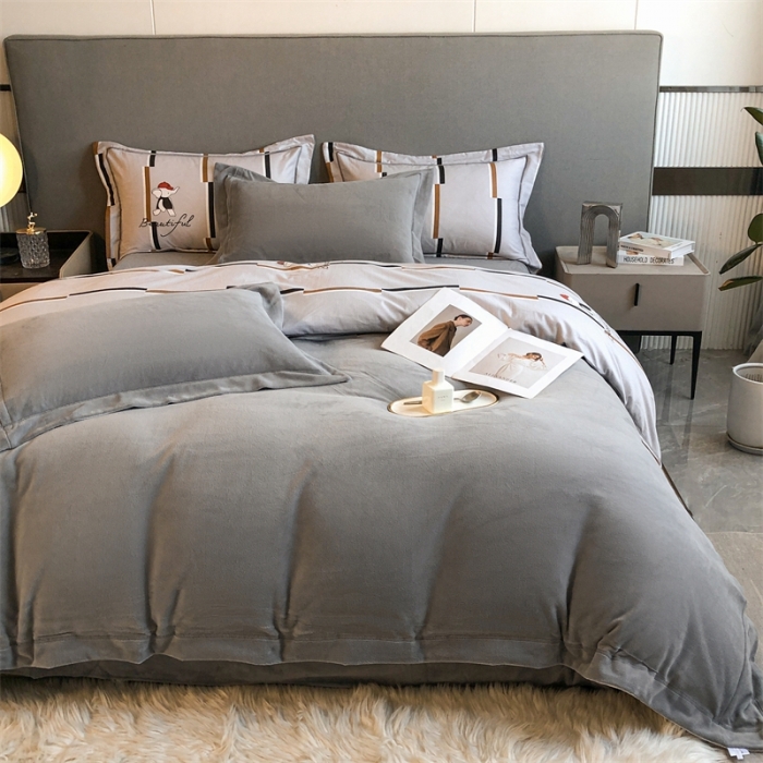 91家纺网 家纺一手货源 找家纺 大宽边A纯棉B牛奶绒四件套133*72全棉加绒法兰宝宝兔绒水晶 奔奔象