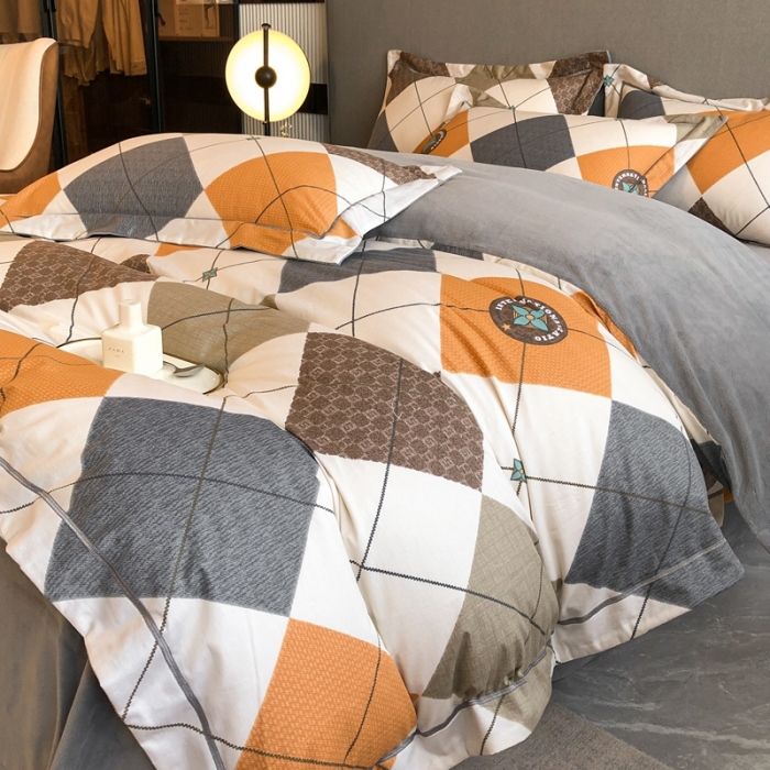 91家纺网 家纺一手货源 找家纺 大宽边A纯棉B牛奶绒四件套133*72全棉加绒法兰宝宝兔绒水晶 卡洛