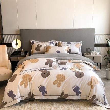 大宽边A纯棉B牛奶绒四件套133*72全棉加绒法兰宝宝兔绒水晶 兔宝