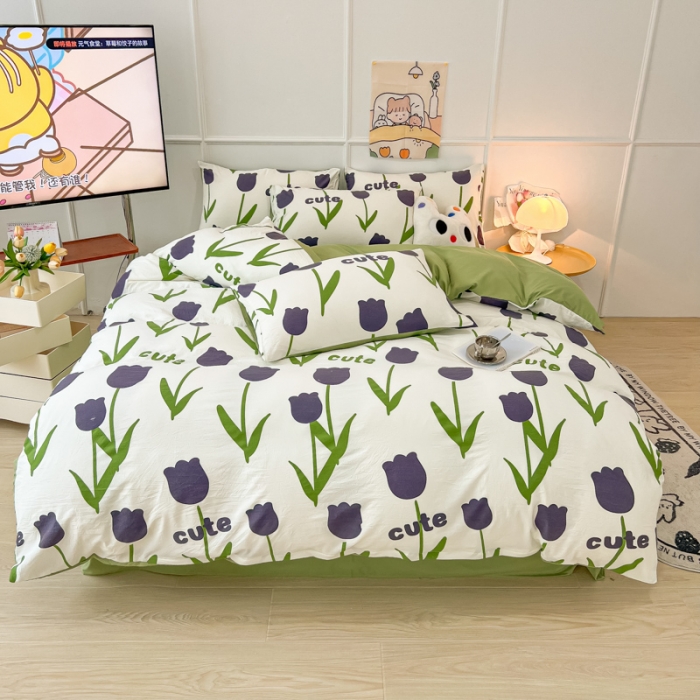 91家纺网 家纺一手货源 找家纺 （总）玉海棠 2023新款水洗棉印花四件套