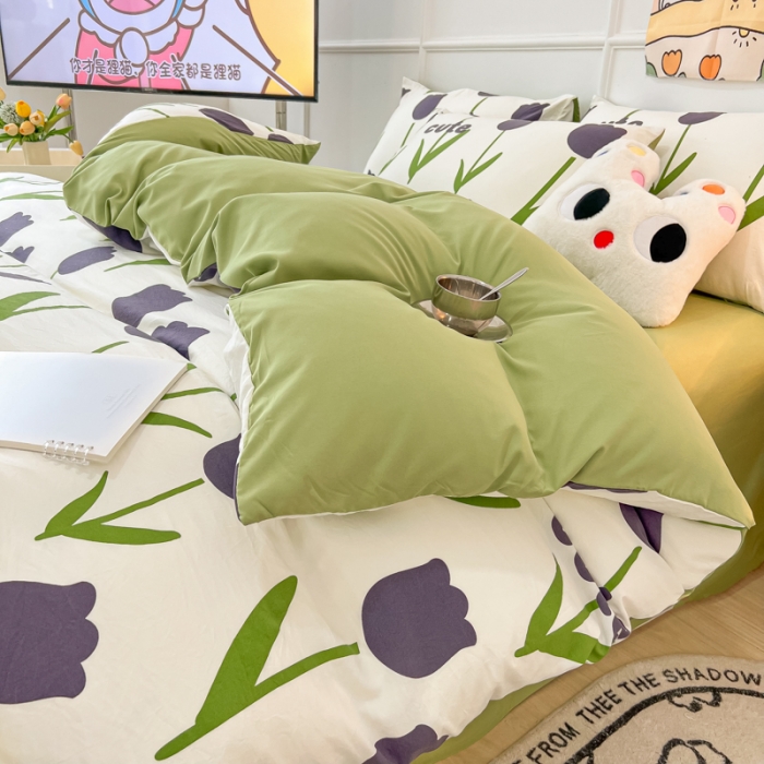 91家纺网 家纺一手货源 找家纺 （总）玉海棠 2023新款水洗棉印花四件套