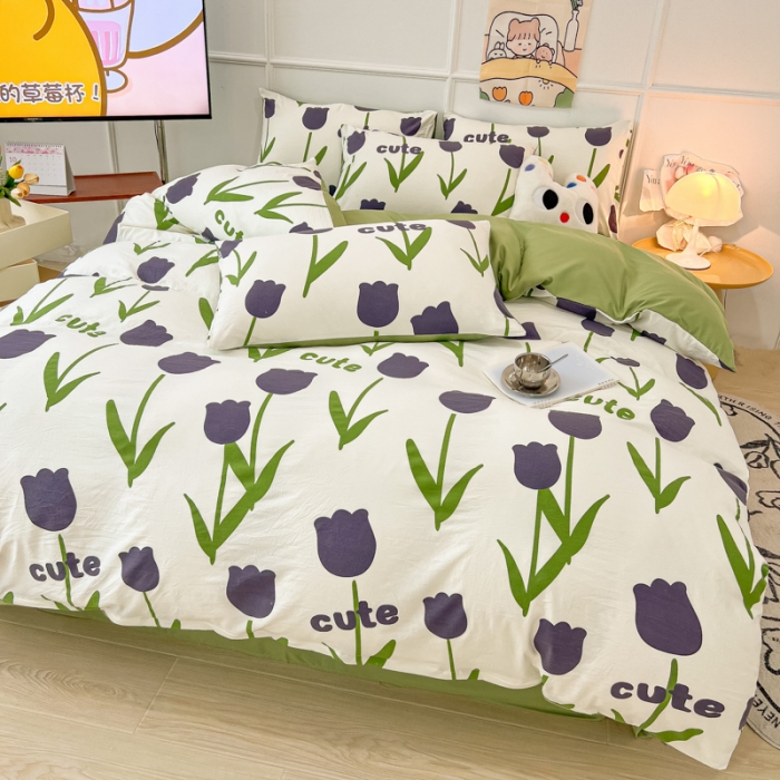 91家纺网 家纺一手货源 找家纺 （总）玉海棠 2023新款水洗棉印花四件套