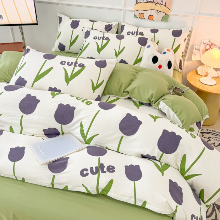 91家纺网 家纺一手货源 找家纺 （总）玉海棠 2023新款水洗棉印花四件套