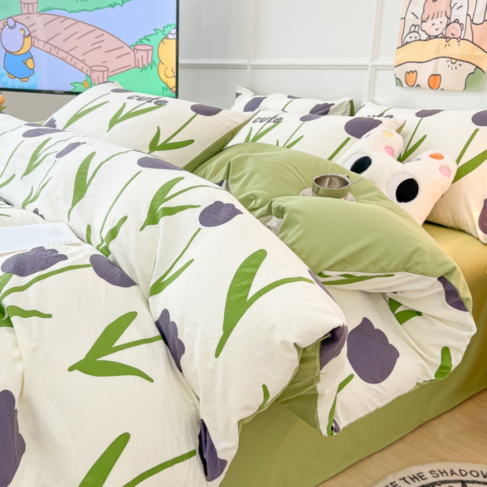 91家纺网 家纺一手货源 找家纺 （总）玉海棠 2023新款水洗棉印花四件套