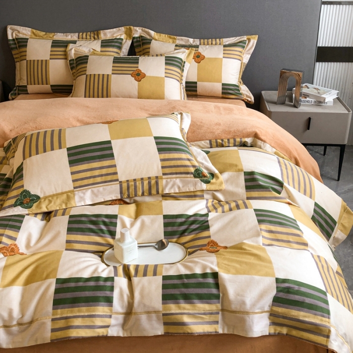 91家纺网 家纺一手货源 找家纺 大宽边A纯棉B牛奶绒四件套133*72全棉加绒法兰宝宝兔绒水晶 映彩