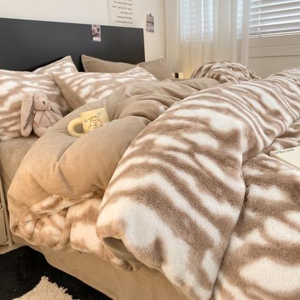 91家纺网 家纺一手货源 找家纺 总 A类ins高克重320克简约渐变印花兔毛绒暖绒加厚牛奶绒系列四件套