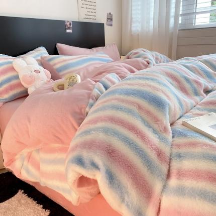 91家纺网 家纺一手货源 找家纺 总 A类ins高克重320克简约渐变印花兔毛绒暖绒加厚牛奶绒系列四件套