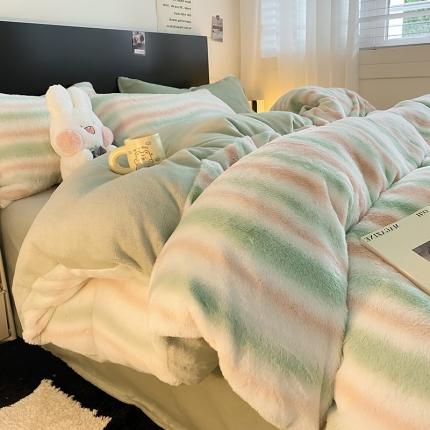 91家纺网 家纺一手货源 找家纺 总 A类ins高克重320克简约渐变印花兔毛绒暖绒加厚牛奶绒系列四件套