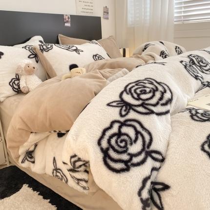 91家纺网 家纺一手货源 找家纺 总 A类ins高克重320克简约渐变印花兔毛绒暖绒加厚牛奶绒系列四件套