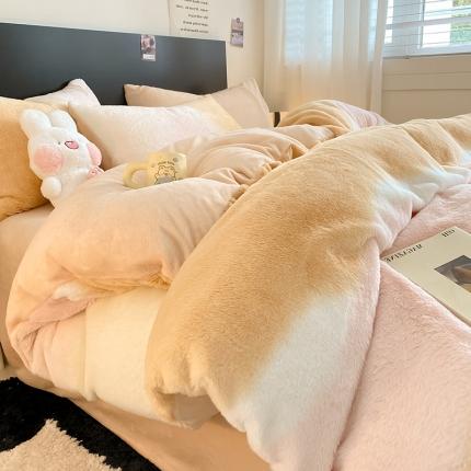 91家纺网 家纺一手货源 找家纺 总 A类ins高克重320克简约渐变印花兔毛绒暖绒加厚牛奶绒系列四件套
