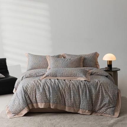 91家纺网 家纺一手货源 找家纺 （总）栩裕纺织 2023新款50支长绒棉贡缎磨毛数码印花四件套-锦绒